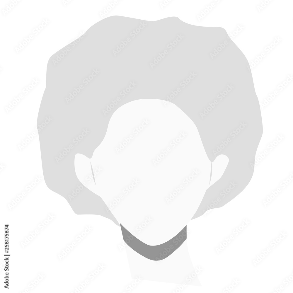 Short curly hair flat illustration on white Short curly hair flat illustration on white
