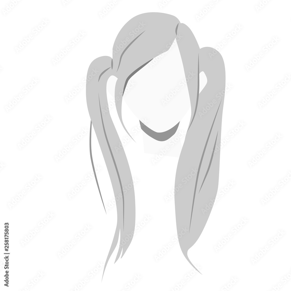Long ponytails flat illustration on white Long ponytails flat illustration on white