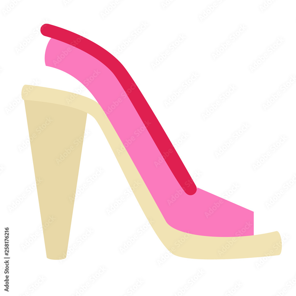 Pink shoe flat illustration on white Pink shoe flat illustration on white