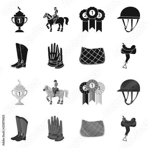 Isolated object of equipment and riding icon. Set of equipment and competition stock symbol for web.