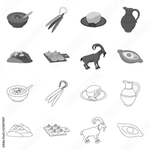 Vector illustration of culture and sightseeing icon. Set of culture and originality vector icon for stock.