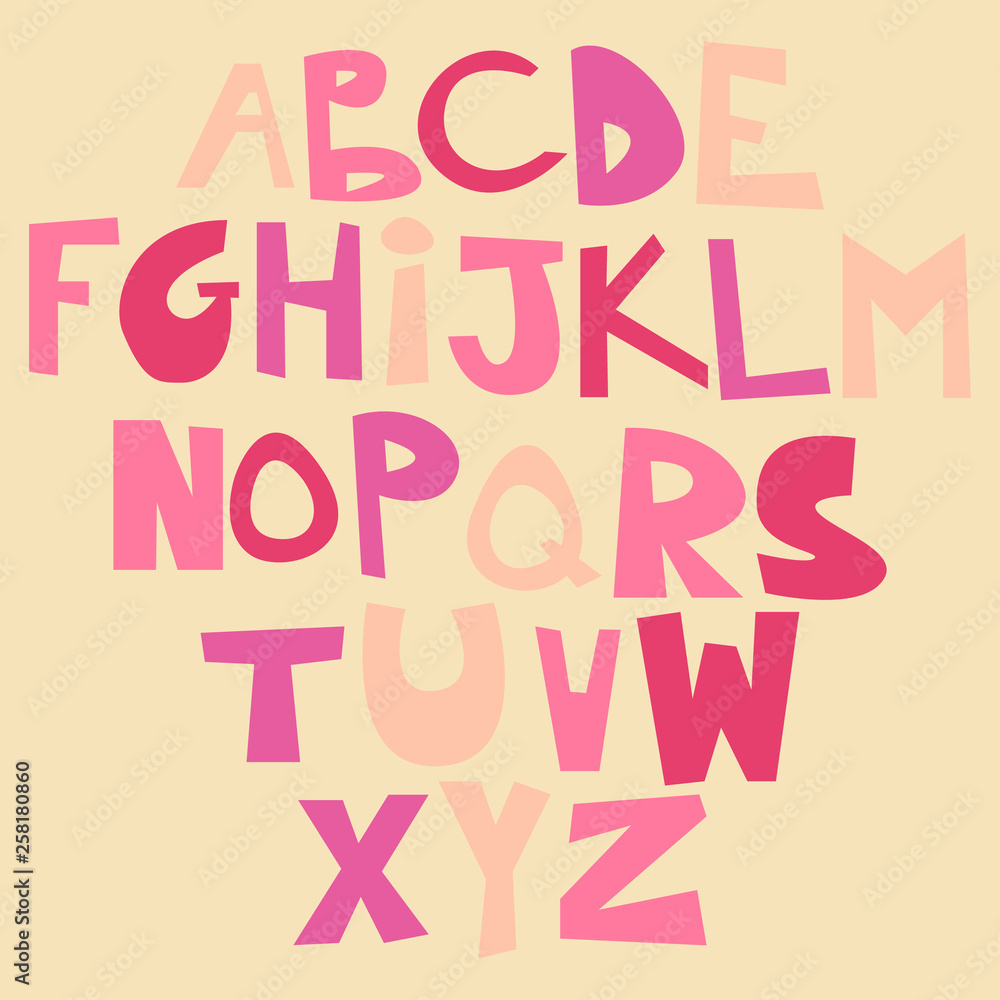 Cute funny childish alphabet Cute funny childish alphabet
