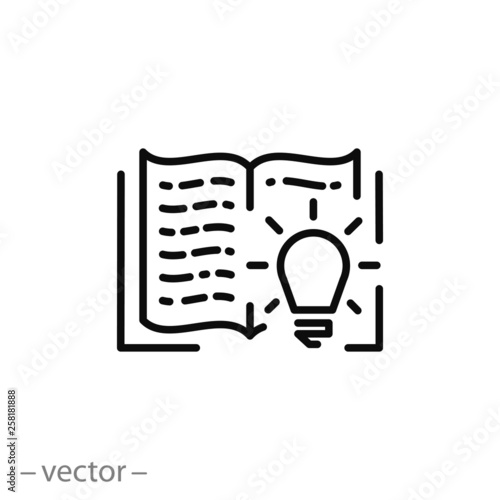 knowledge logo, open book icon, useful information line sign on white background - editable stroke vector illustration eps10 useful information 