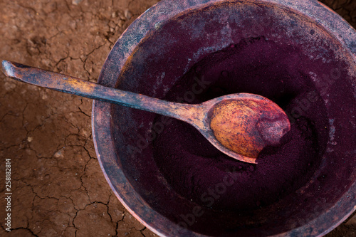 Bowl containing natural dye