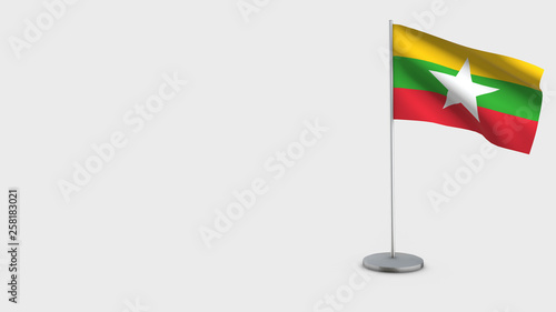 Myanmar 3D waving flag illustration.