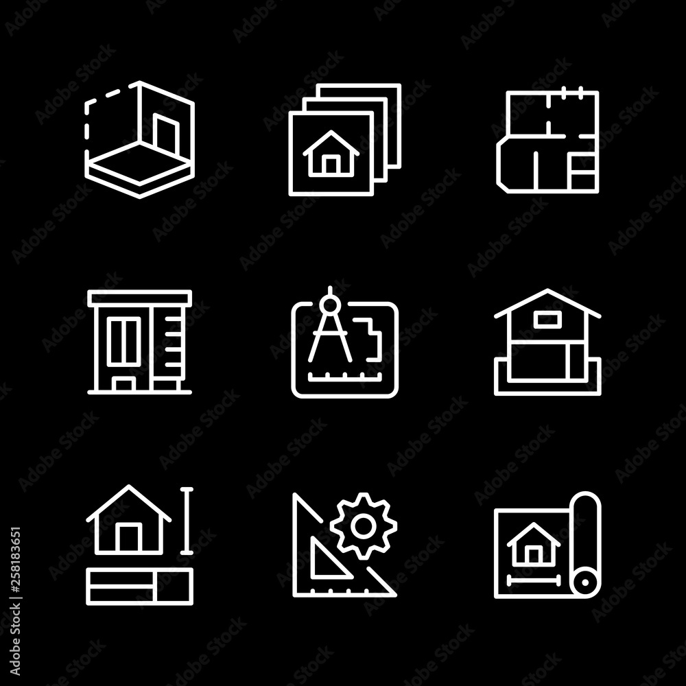 Set line icons of architectural Set line icons of architectural