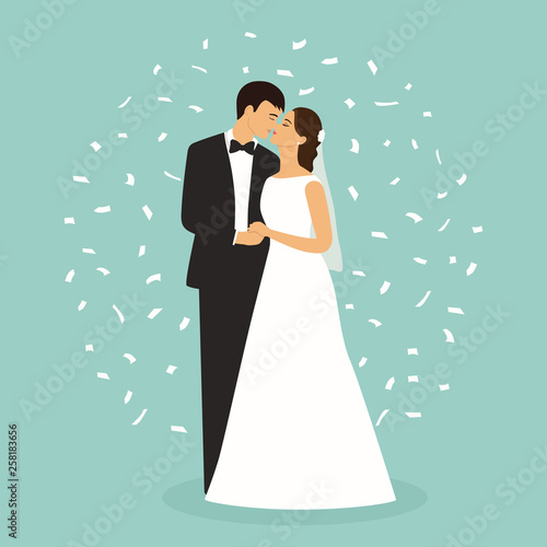 Bride and groom. Vector illustration.