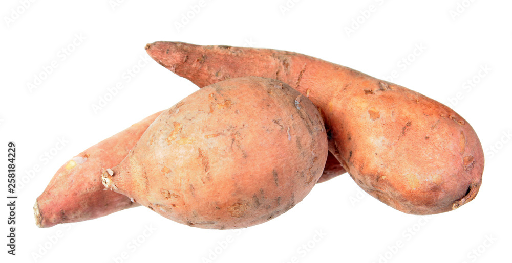 Sweet potato tubers isolated on white background Sweet potato tubers isolated on white background