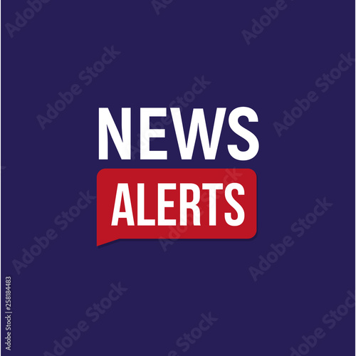 News alerts banner, breaking news headline template, tv background design element, vector illustration.