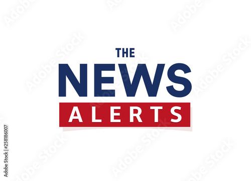 News alerts simple text banner template, minimalistic style. Breaking news logo, tv design element, report online, microphone icon, vector illustration.
