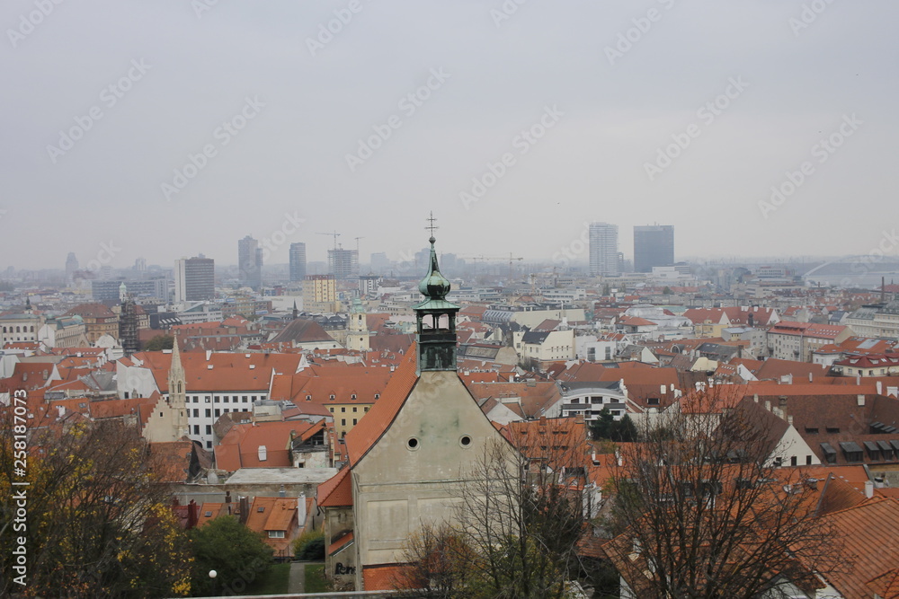 Naklejka premium Autumn view from Bratislava castle to the city