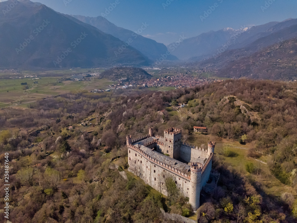 Fototapeta premium Aerial view of Montalto Dora's Castle