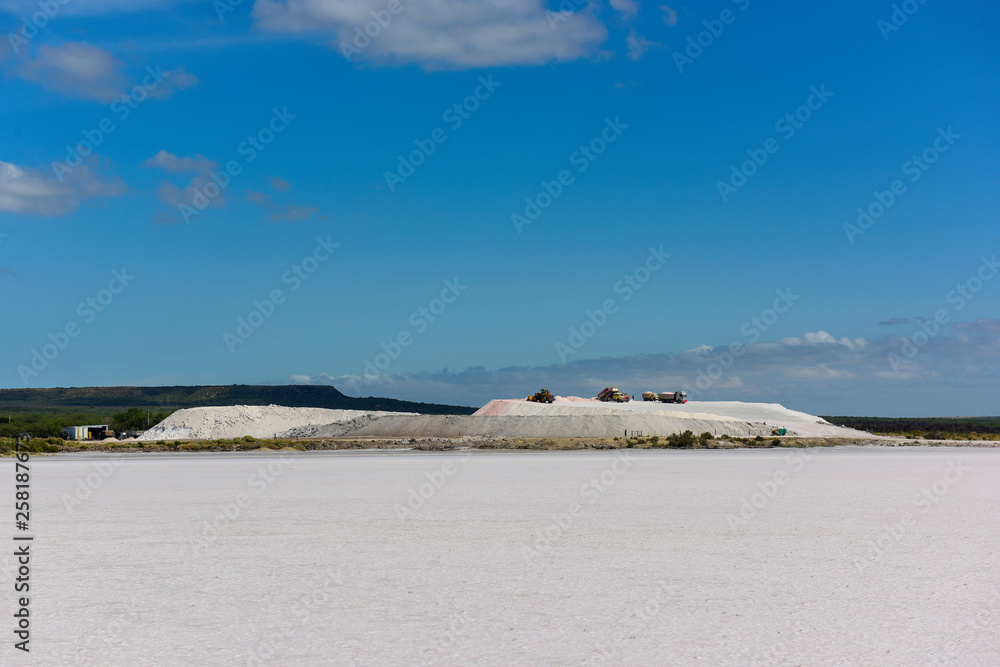 Extraction of raw material salt, from an open pit mine, La Pampa, Argentina Extraction of raw material salt, from an open pit mine, La Pampa, Argentina
