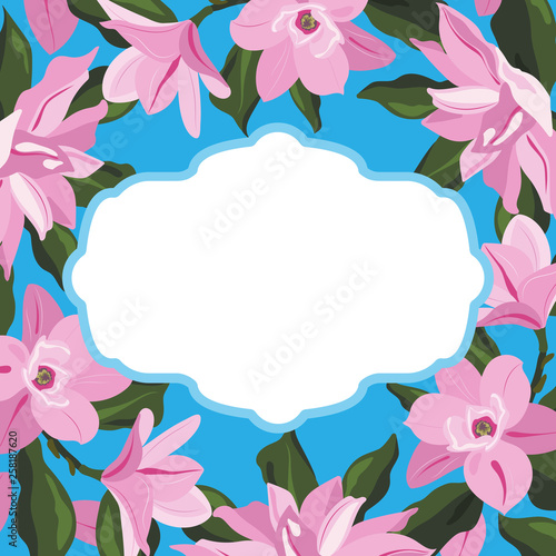 Magnolia flower frame vector