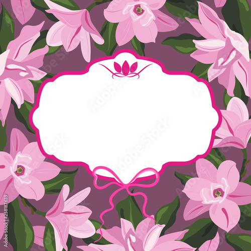 Magnolia flower frame vector