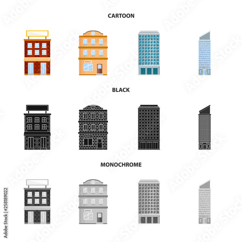 Vector illustration of municipal and center icon. Set of municipal and estate   vector icon for stock.