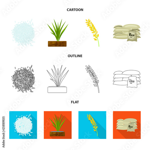 Vector illustration of crop and ecological sign. Collection of crop and cooking stock vector illustration.