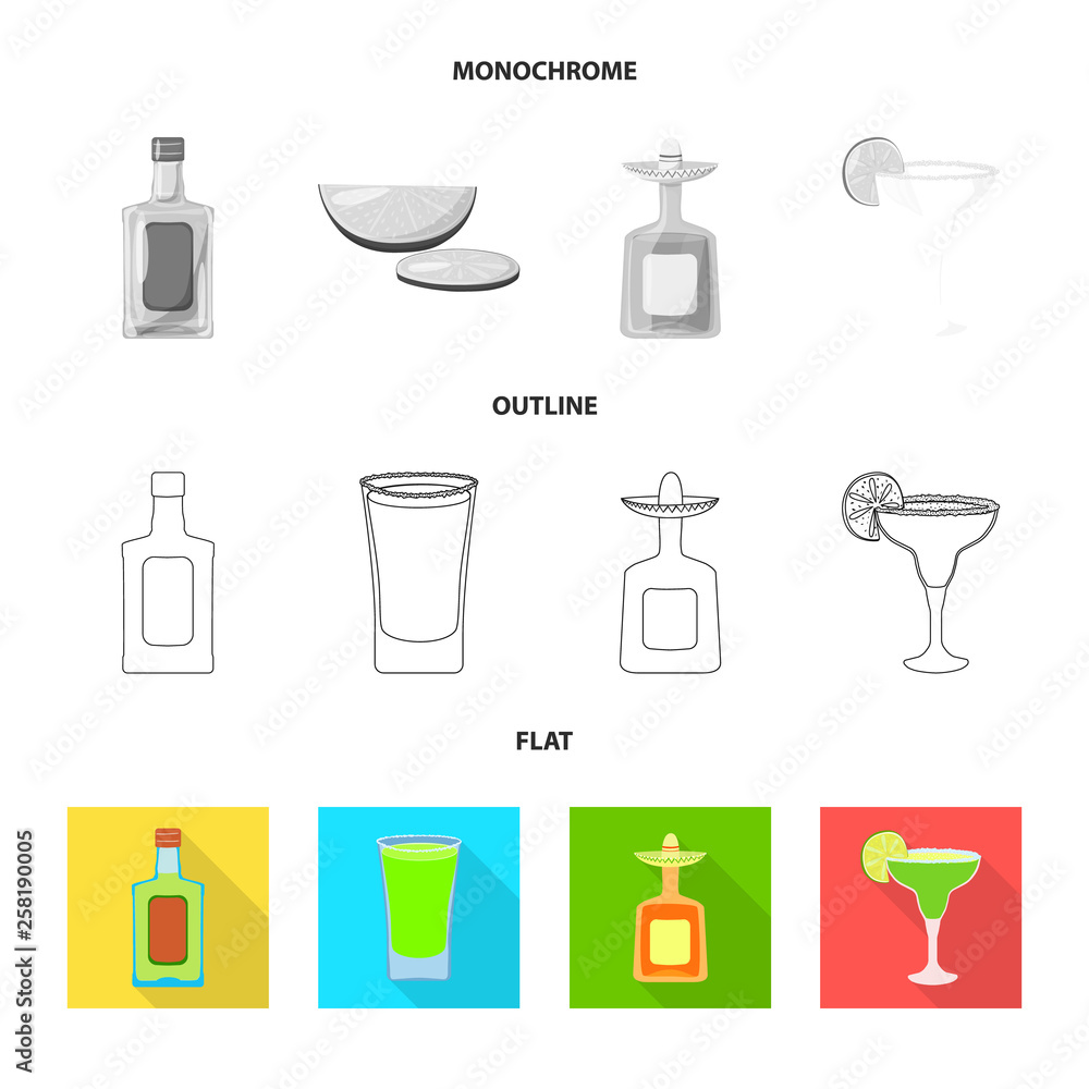 Vector illustration of cafe and Latin sign. Set of cafe and national stock vector illustration. Vector illustration of cafe and Latin sign. Set of cafe and national stock vector illustration.