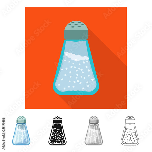 Isolated object of saltcellar  and seasoning icon. Set of saltcellar  and glass  stock symbol for web.