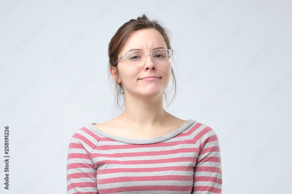 woman is not sure and does not believe you. woman is not sure and does not believe you.