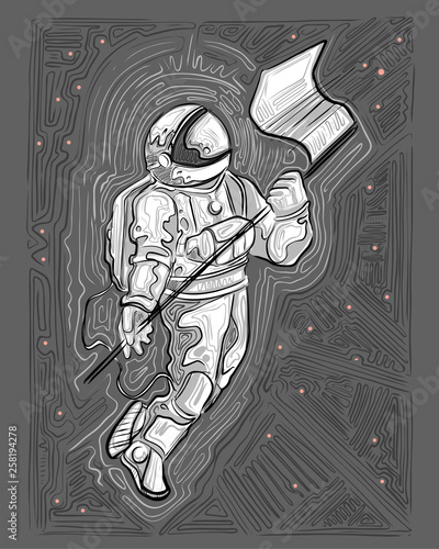 Austronaut ink vector illustration