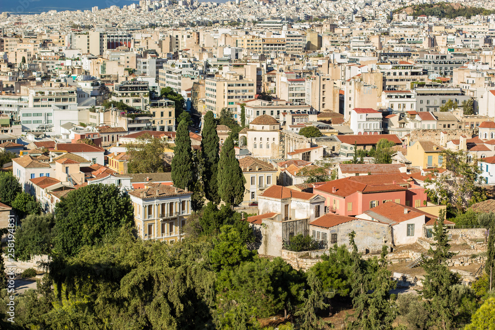 Fototapeta premium Greek city street ancient architecture pieces aerial photography