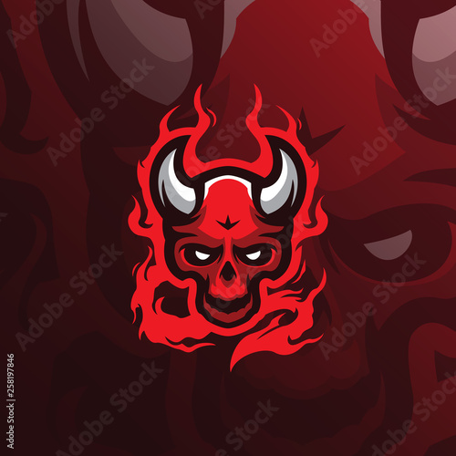 skull devil mascot logo design vector with modern illustration concept style for badge, emblem and tshirt printing. angry devil illustration for sport and esport team.