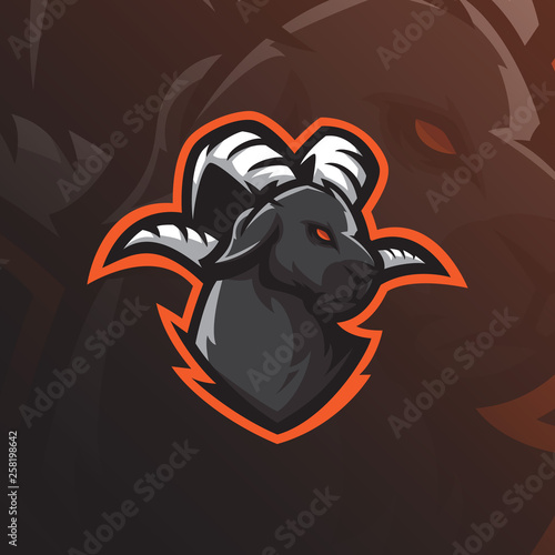 goat mascot logo design vector with modern illustration concept style for badge, emblem and tshirt printing. goat head illustration for sport team.