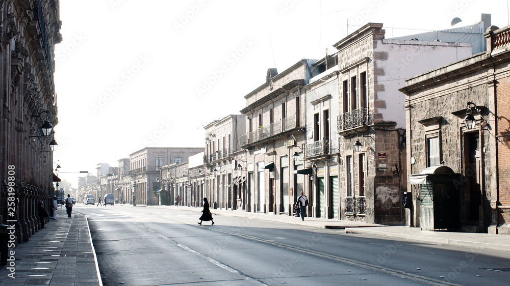 A street in the city center, Morelia, Michoacan, Mexico.