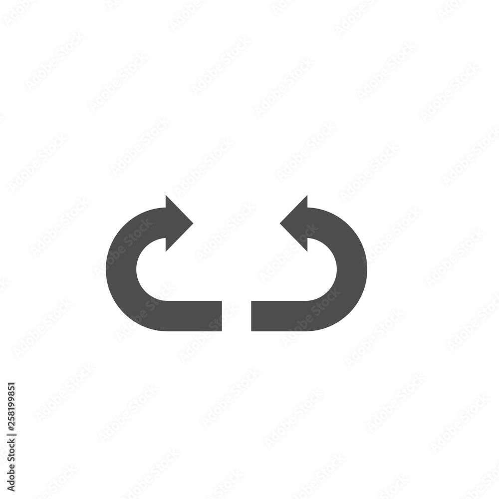 Navigational smooth turn left right icons silhouette isolated on white background Navigational smooth turn left right icons silhouette isolated on white background