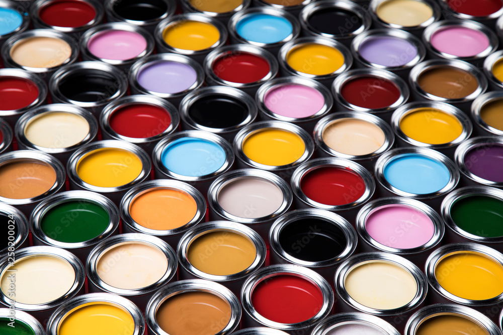 Background from multi color cans of paint Background from multi color cans of paint