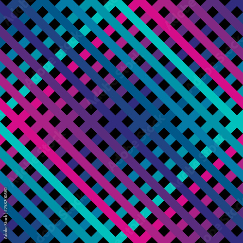 Vector seamless pattern with diagonal cross lines, stripes. Retro 80-90's style