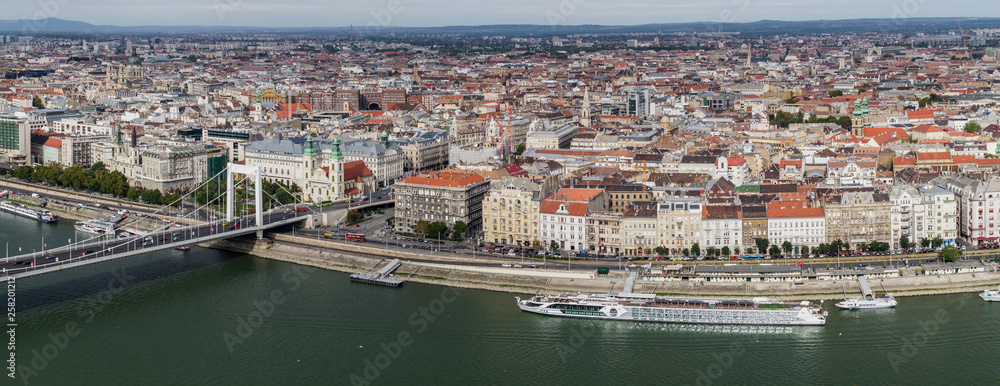 Panoramic view of the city of Budapest from the top of the 