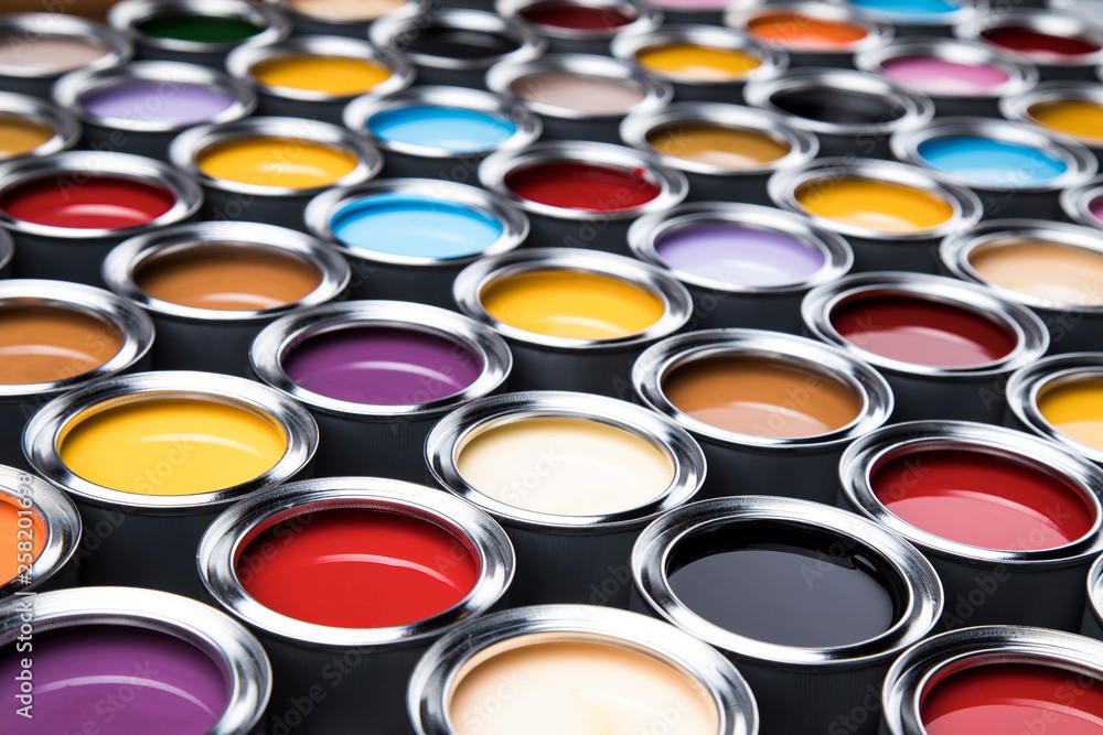 Full Buckets of rainbow colored oil paint Full Buckets of rainbow colored oil paint