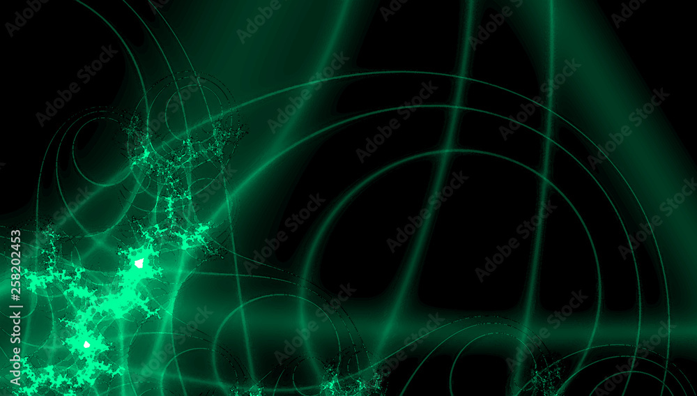 Fantasy pattern for decoration design. Digital technology design in neon green fractals on black background Fantasy pattern for decoration design. Digital technology design in neon green fractals on black background