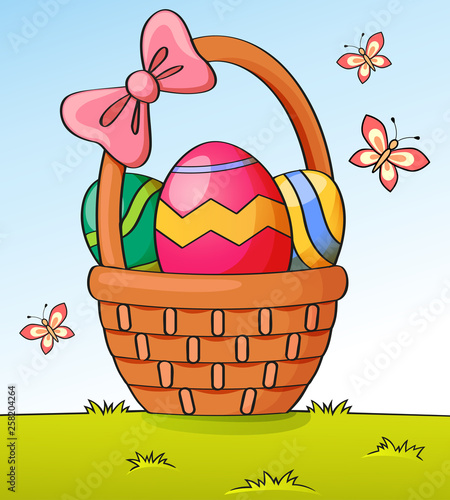 Basket with Easter eggs