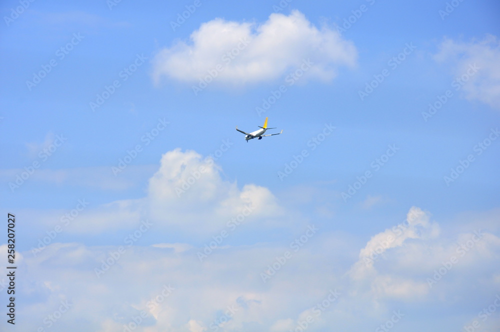 speed business airplane in the blue sky speed business airplane in the blue sky