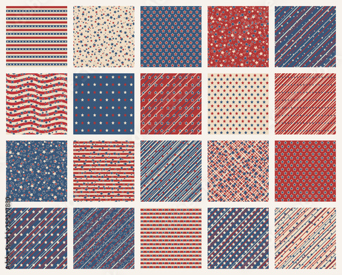 American stars and stripes seamless patterns