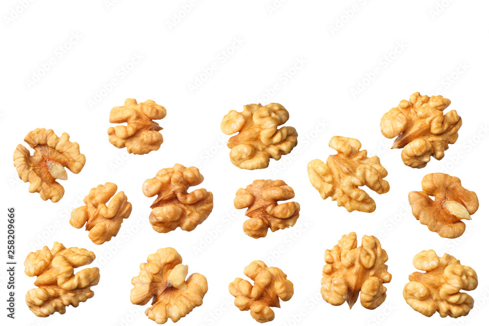 walnuts isolated on white background top view walnuts isolated on white background top view