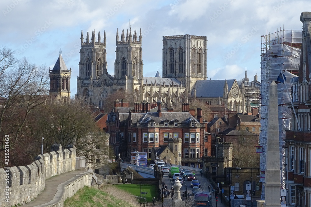 Views over York, including Minster and City Wall - Yorkshire, England, UK