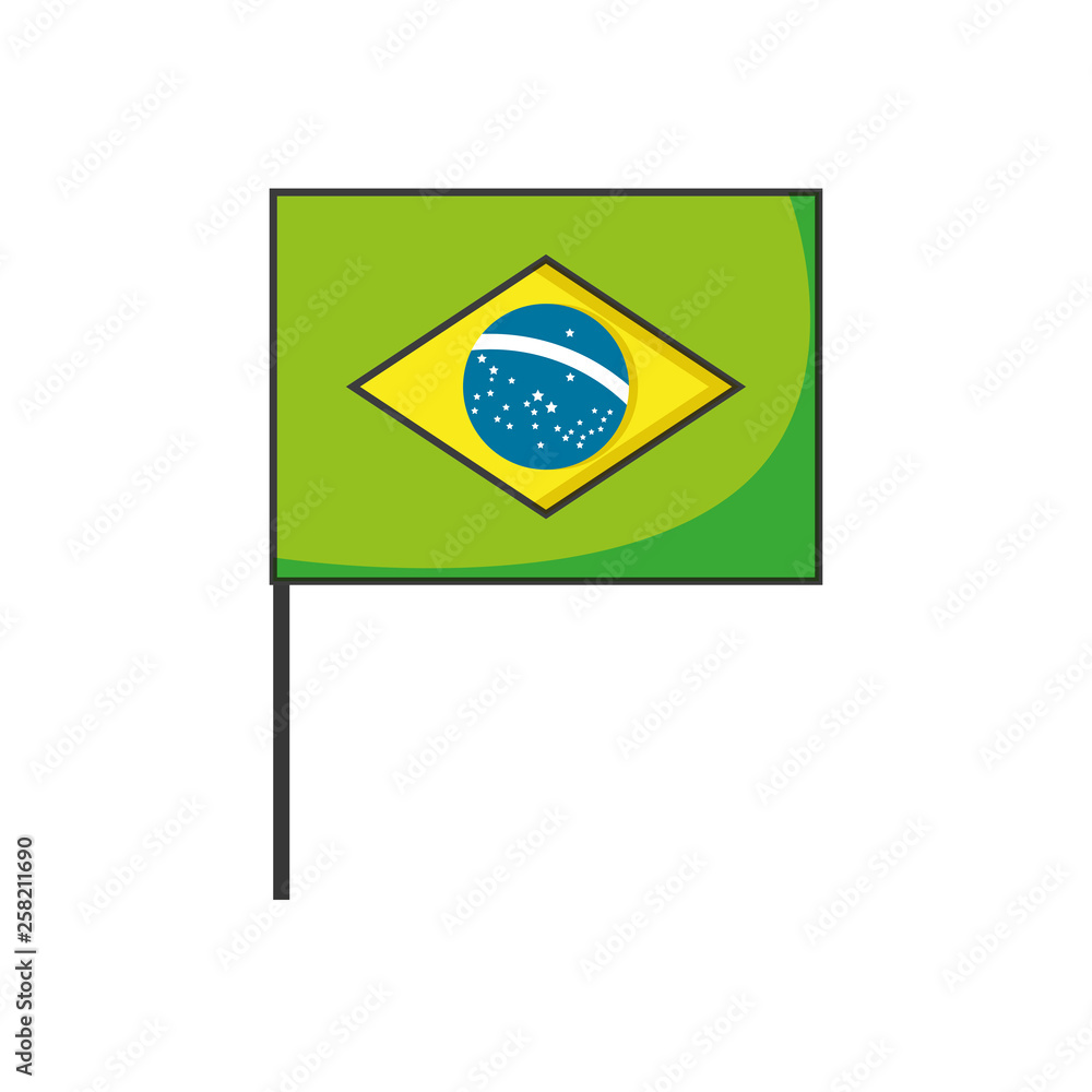 flag of brazil in stick isolated icon
