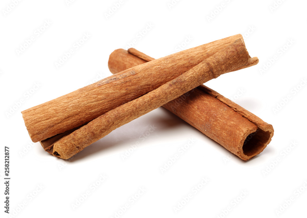 Cinnamon on white background