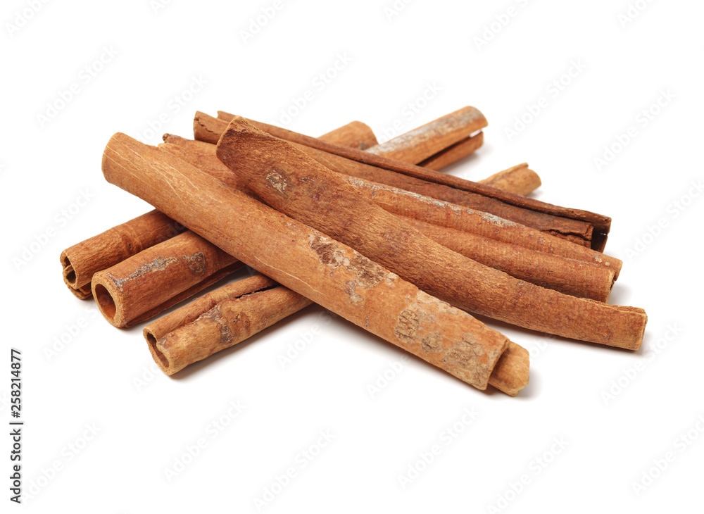 Cinnamon on white background