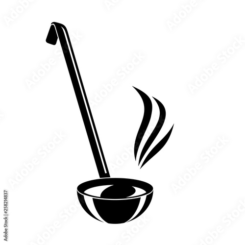 Kitchen ladle soup smoke cook icon, simple style