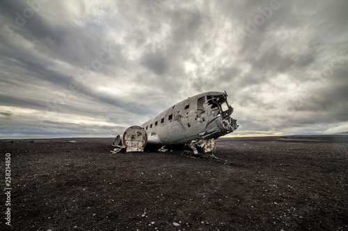 The abandoned wreck of a plane on Solheimasandur, Iceland