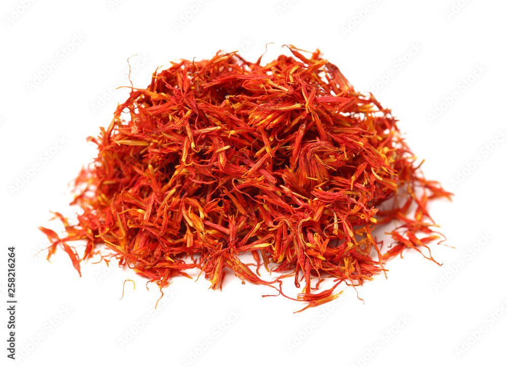 Fototapeta premium Dried safflower on white background