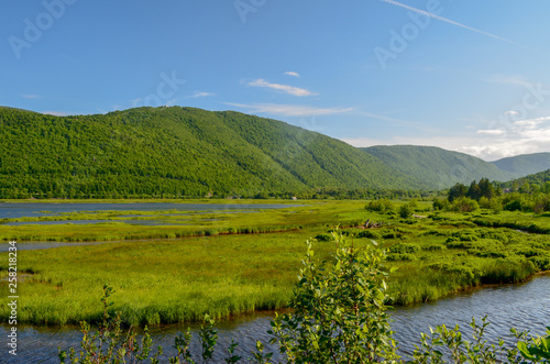 River, Valleys, and Mountains on Cabot Trail in Nova Scotia Canada