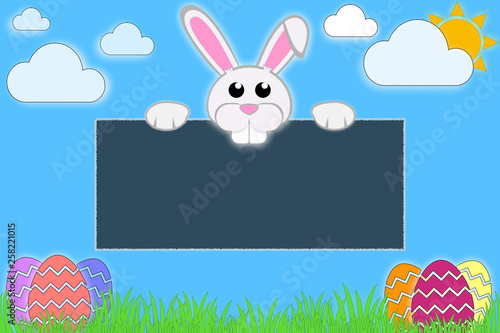 easter card with bunny and eggs
