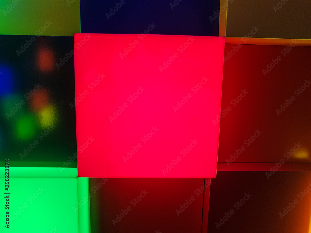 Panel of luminous squares in different colours.