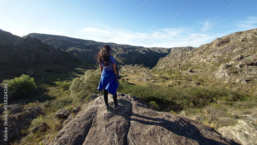 A hiker at Cerro Blanco reserve, near Tanti and Los Gigantes in the Altas Cumbres region, Cordoba, Argentina. A hiker at Cerro Blanco reserve, near Tanti and Los Gigantes in the Altas Cumbres region, Cordoba, Argentina.